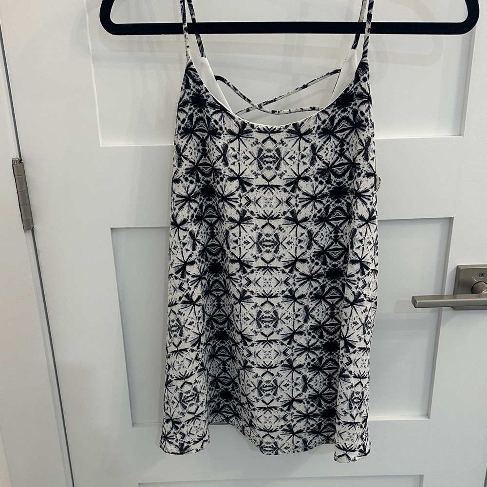 Navy and White Patterned Tank Top